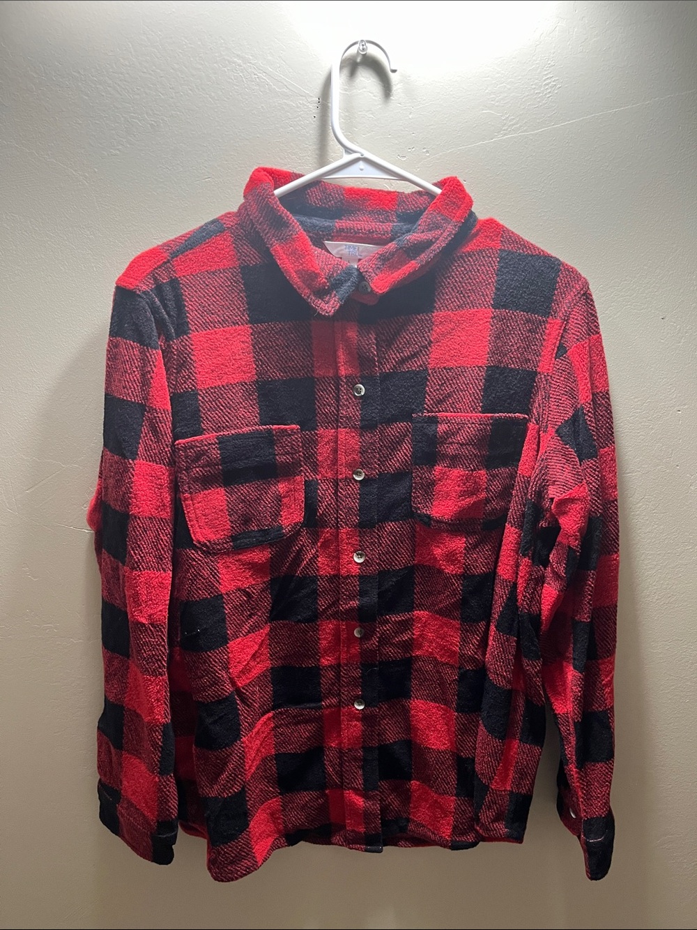 Time and Tru Red and Black Buffalo Plaid Button-Front Shirt